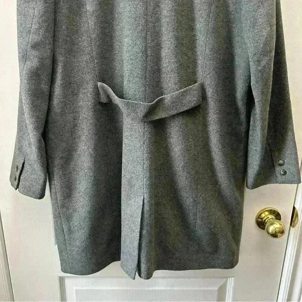 Vintage Wool Blend Pea Coat Single Breasted Neutral Classic Grey Size 10 Petite - Picture 10 of 16